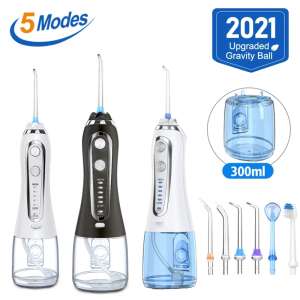 Best 300ml Oral Irrigator Portable Dental Water Flosser Jet 5 Modes Water Floss USB Rechargeable Irrigator Dental Teeth Cleaner