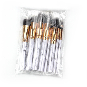 Custom 10pcs marble makeup brush, Pro art high quality cosmetic makeup brush set OEM brushes Private label