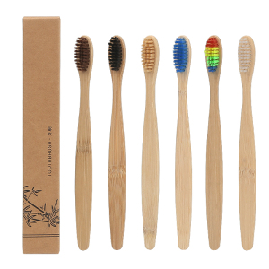 Custom Idea Dental Care Teeth Whitening Natural  Sustainable Round Handle Bamboo Toothbrush Cepillo De Dientes Bamboo