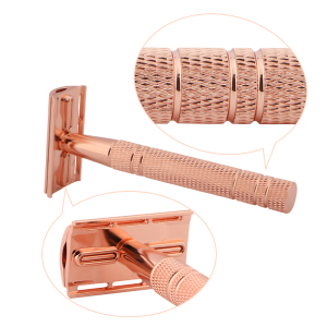 customised packaging rose gold metal razor zero waste wet shaver safety razor