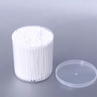 Disposable Plastic Stick Cotton Swab Round Pointed Heads Ear Swabs Cleaning Tool