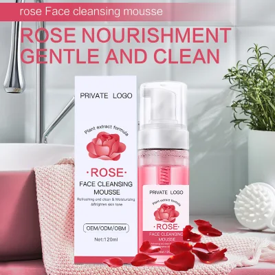 Face Wash Natural Organic Skin Care Rose Mousse Cleansing Foam Facial Cleanser Private Label