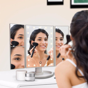 Folding Plastic Big Travel Bathroom Vanity Makeup Mirror With Led Light