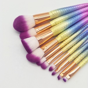 Hot Fashion 10 pcs 3D Mermaid Makeup Brush Cosmetic Brushes Eyeshadow Eyeliner Blush Brushes Set