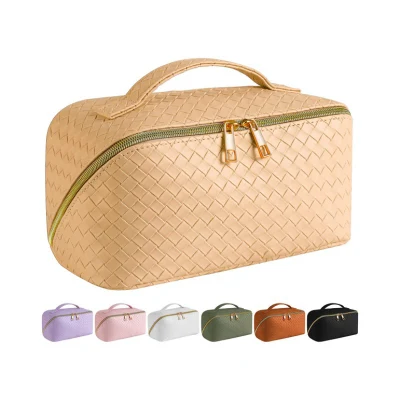 Large Capacity Travel Cosmetic Bag PU Leather Waterproof Makeup Bag Women Portable