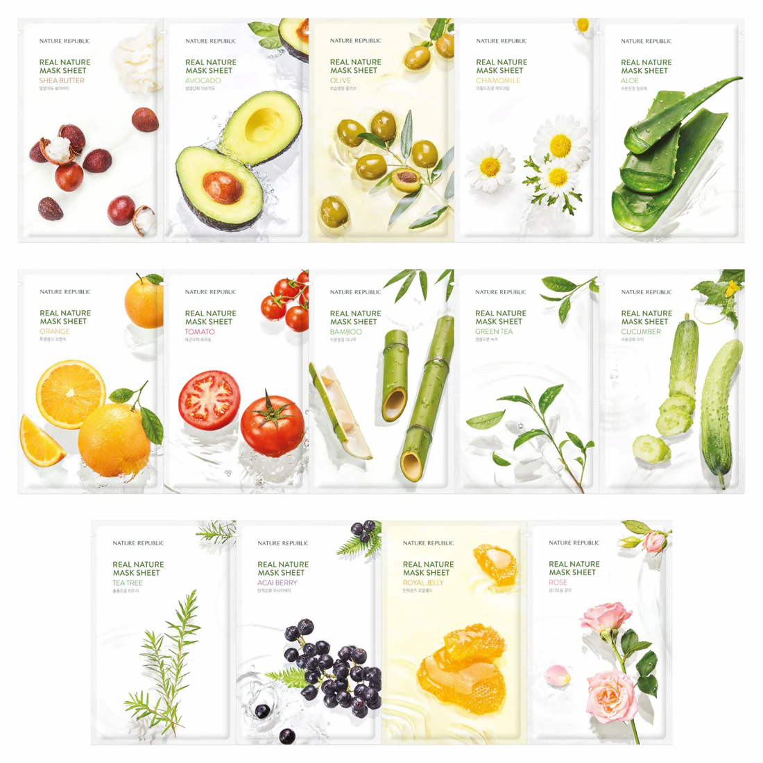 Nature Republic Real Nature Mask Sheet Set Korean Cosmetics Wholesale