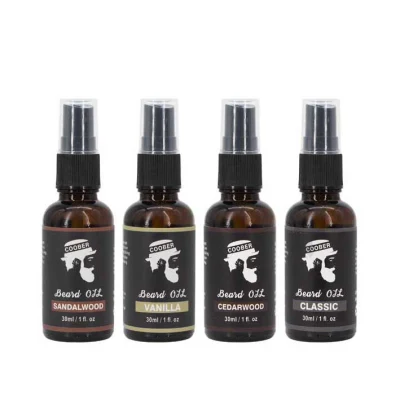 Private Label 100% Natural Ingredients Set for Four Beard Oil Collection