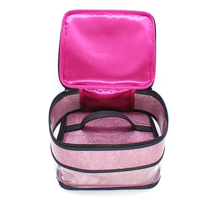 PVC Makeup Bag Double Layer Cosmetic Bag Toiletry Bag for Girls