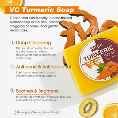 Turmeric Bar Removes Black Spots and Acne Cheap Bath Organic Natural Bathing Brightening Soap Wholesale