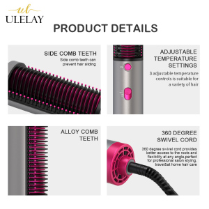 ULELAY Custom LOGO Hair Dryer Brush 3 in 1 Hot Air Straightener Curler Function Hair Styler Anti-Scald Perfect Hot Air Brush