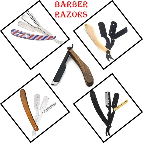 Wood handle straight barber razor