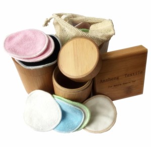 16 Packs Reusable Bamboo Cotton Makeup Remover Pads with Bamboo box