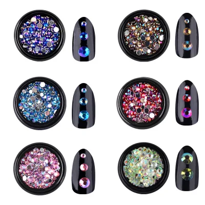 Ab Colorful Nail Art Rhinestones 3D Tiny Glitter Nail Tips Decorations