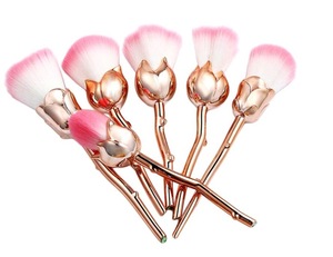 Cosmetic Makeup Tool 6pcs Flower Shaped Rose Gold Make Up Brushes