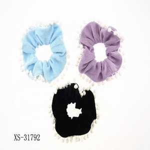 Cotton Beads Wholesale Women Hair Elastic Custom Velvet Bath Scrunchie