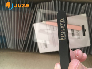 Custom design stainless steel eyebrow tweezers with laser print logo