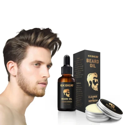 Custom Logo Beard Kit Organic Beard Oil Products Best Beard Care Growth Serum and Balm