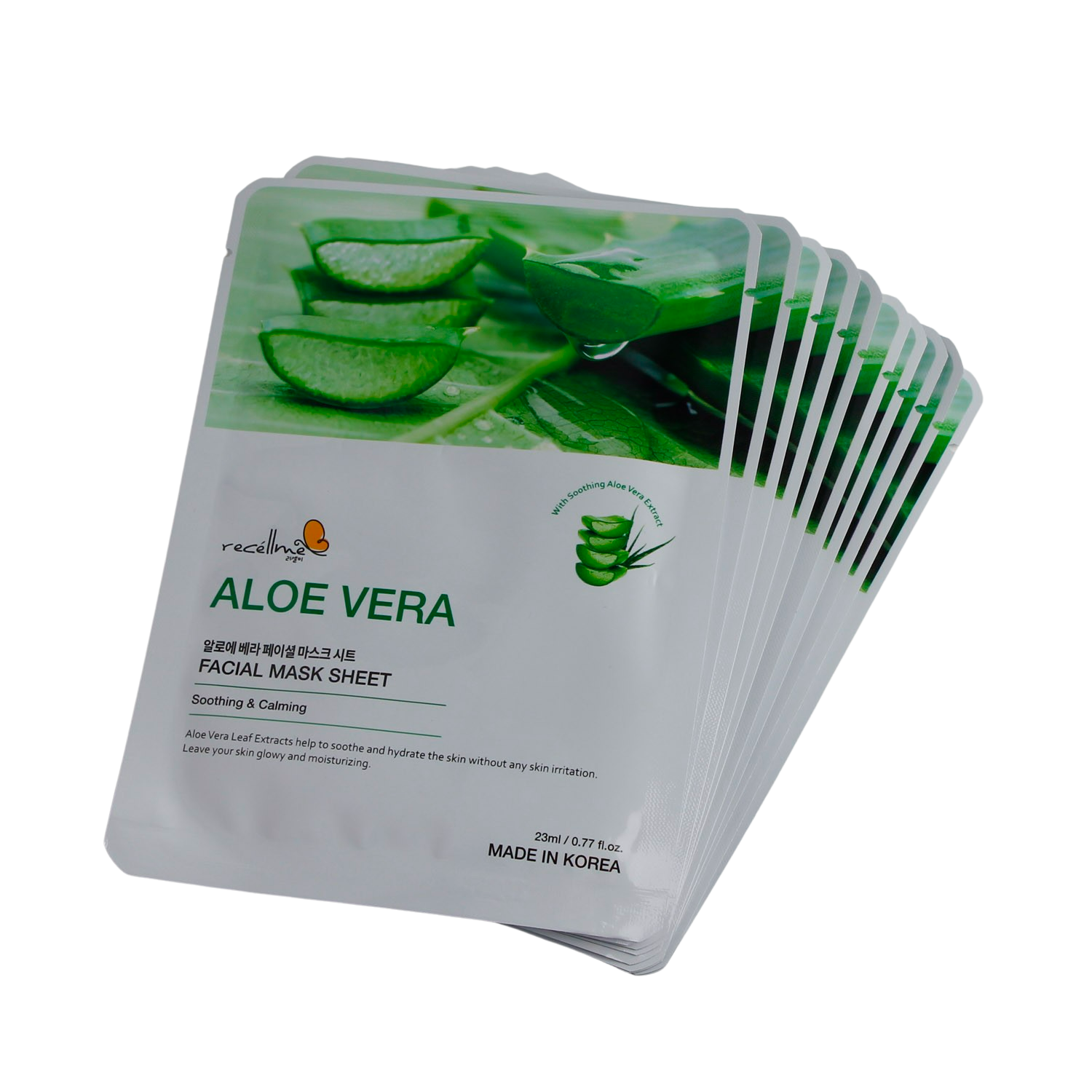 Face Sheet Mask (Aloe Vera) for Moisturizing, Soothing, Brightening 