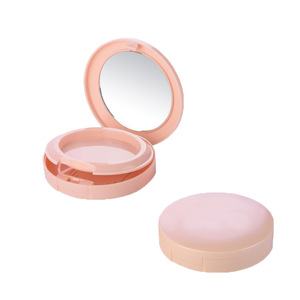 Fashion wholesale pressed loose dry wet powder case empty square round cosmetic makeup compact powder case with mirror