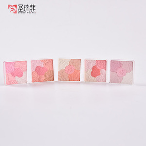 OEM supplier rose pattern make up blush natural baked blush blushes flower softening blusher