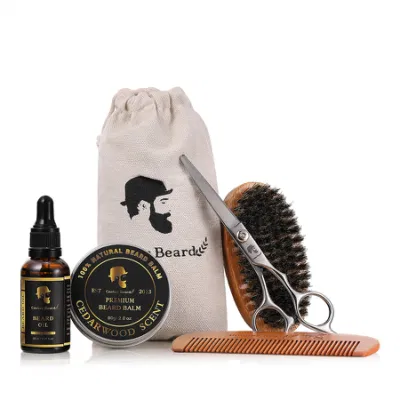 Private Label Beard Care Grooming Growth Oil Kit Box Beard Grooming Kit