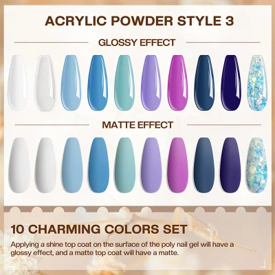 Professional Nail Acrylic Powder Nails Salon 10 Colours Set Wholesale Bulk