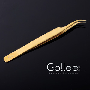 Professional Stainless Eyebrow Custom Tweezers Gold Eyelash Applicator