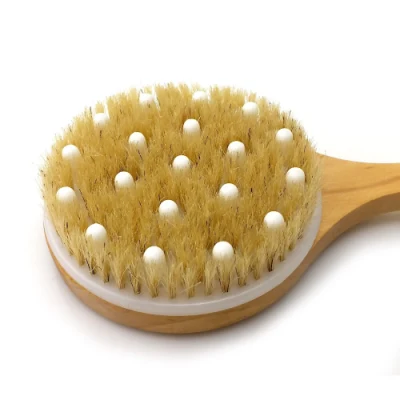 Wood Handle Natural Bristle Bath SPA Massage Brush