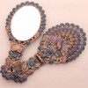Creative Unique 3D Relief Design Zinc Alloy Peacock Retro Folding Handle Mirror