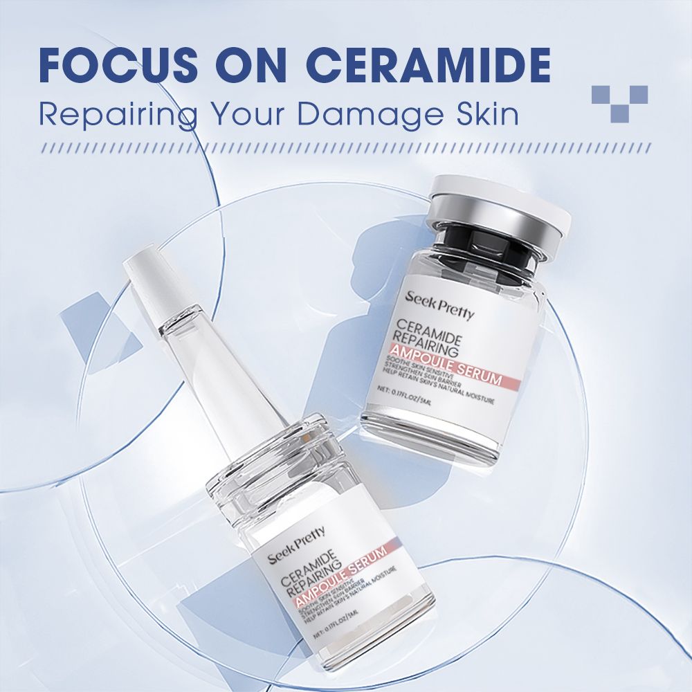 Private Label Skin Care Organic Collagen Aging Ceramide Repairing Squalane Vitamin C Face Ampoule Serum