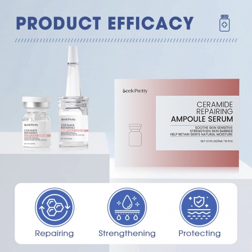 Private Label Skin Care Organic Collagen Aging Ceramide Repairing Squalane Vitamin C Face Ampoule Serum