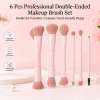 Professional 6 Pcs Double-Ended Makeup Brush Set Soft Vegan Bristles Travel Private Label Cosmetic Tools Brushes Makeup Set