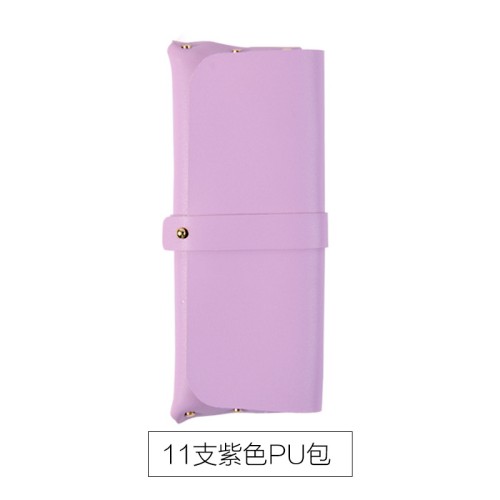 Custom Logo Private Label 10Pcs Purple Makeup Brush Set with PU Leather Travel Pouch Lavender Cosmetic Tool Kit