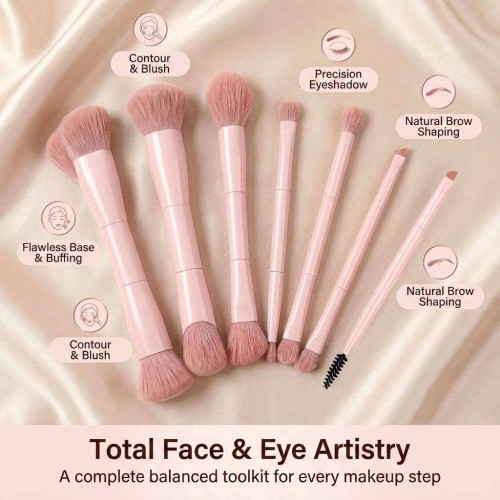 Professional 6 Pcs Double-Ended Makeup Brush Set Soft Vegan Bristles Travel Private Label Cosmetic Tools Brushes Makeup Set