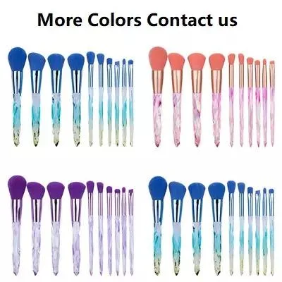 10 Piece Geometric Docolor Dream of Color Makeup Brushes Set Free Sample Purple Mermaid Makeup Brush Set