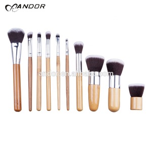 10pcs bamboo handle makeup cosmetic brush set with pouch