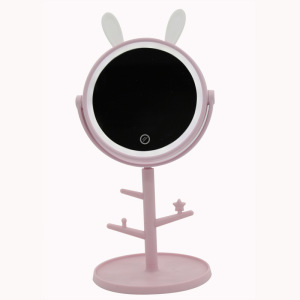 Creative Cute Modern Mirror Makeup, USB Touch White LED Vanity Makeup Mirror, Portable Smart LED Round Makeup Mirror With Light