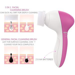 Facial Cleansing Brush, 5-in-1 Waterproof Portable Wireless Charging Cleaning brush with 2 Speed Settings for Skin Care