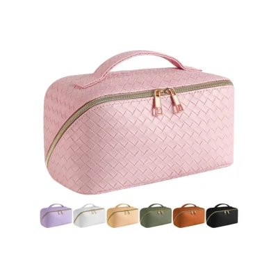 Large Capacity Travel Cosmetic Bag PU Leather Waterproof Makeup Bag Women Portable