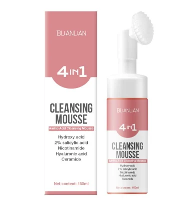 Natural Organic Cleansing Mousse Pore Moisture Skin Care Oil Control Aloe Vera Face Wash Foaming Facial Cleanser Brush