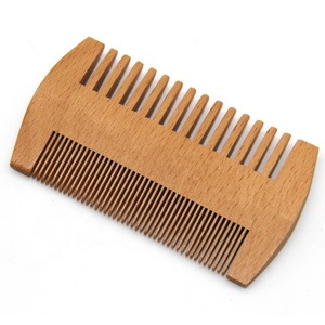 Pear wood fine wide double tooth moustache hair beard comb for beard grooming kit