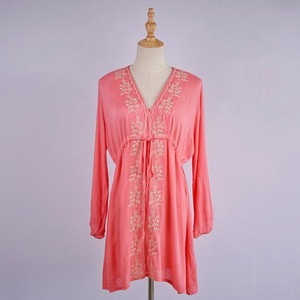 pink Powder Bathing Suit Cover Ups Swimsuit Up Coverup Beach New Cotton Embroidered Skirt