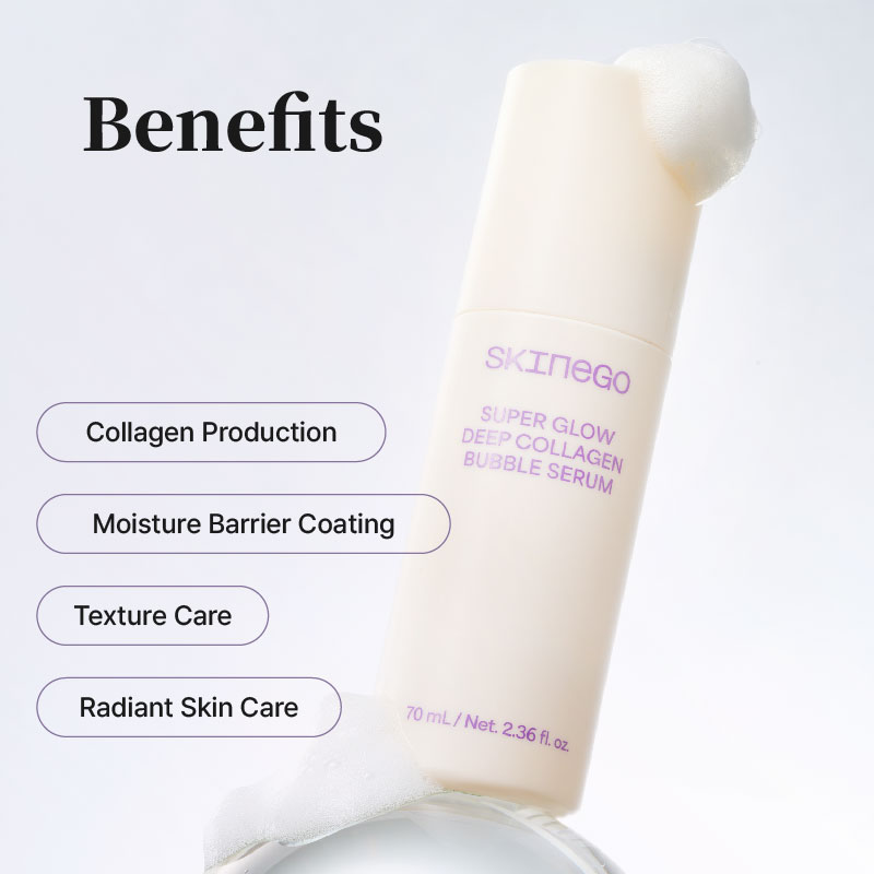 SKINEGO SUPER GLOW DEEP COLLAGEN BUBBLE SERUM, KOREAN SKINCARE, AMPULE, SERUM, COLLAGEN