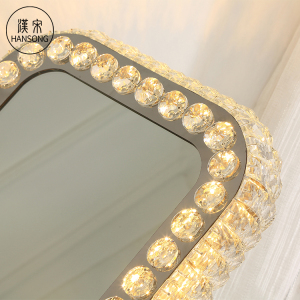 Square Crystal diamond LED makeup mirror desktop hollywood vanity mirror smart sensor switch illuminated cosmetic mirror