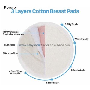 Washable Organic Bamboo Breast Feeding Pads Fiber Bamboo Waterproof Nursing Pads Anti-galactorrhea Pads 12CM