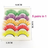 Newest 3D Fake Eyelashes Colorful Faux Mink Lashes Mix Color Pink Blue Red White False Eyelashes Fluffy Soft Cilias Vendor