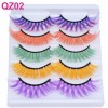 Newest 3D Fake Eyelashes Colorful Faux Mink Lashes Mix Color Pink Blue Red White False Eyelashes Fluffy Soft Cilias Vendor