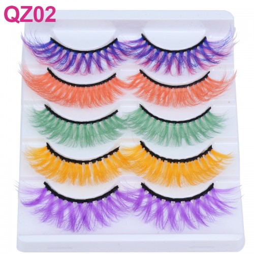 Newest 3D Fake Eyelashes Colorful Faux Mink Lashes Mix Color Pink Blue Red White False Eyelashes Fluffy Soft Cilias Vendor