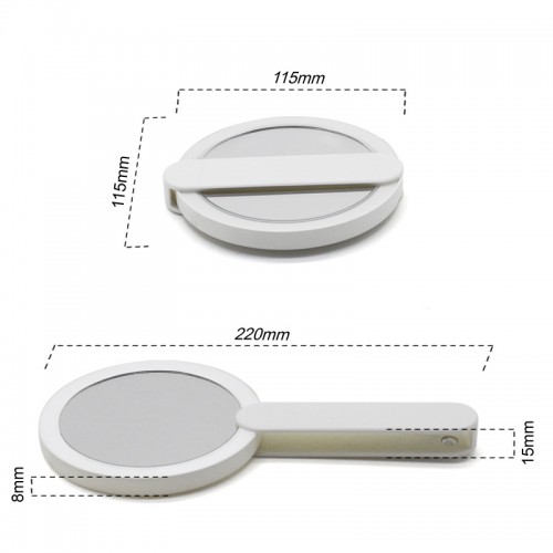 Customized Round LED Makeup Mirror Handheld Rotating Illuminated Pocket Mirror Mini Portable Bag Mirror