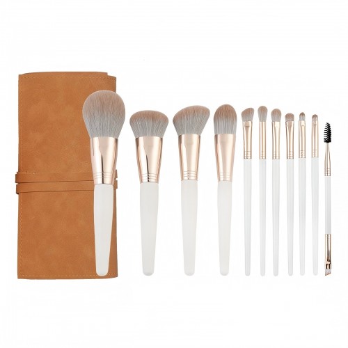 Complete Makeup Brush Set with Leather Pouch – Face & Eye Brushes for Daily and Professional Use